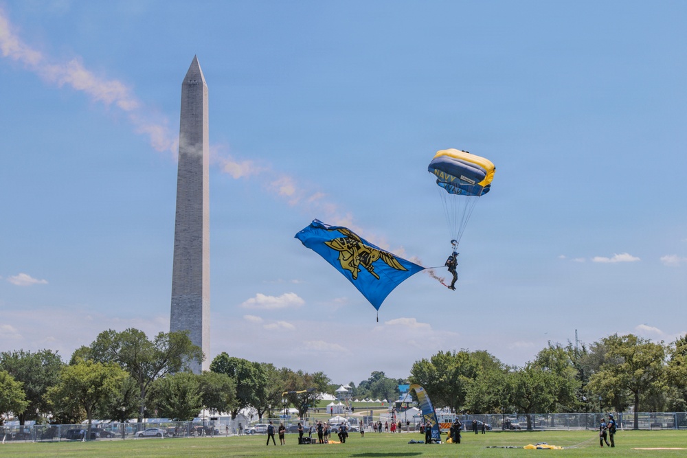 Navy Parachute Team Demonstration at Freedom 250 celebration in Washington, D.C