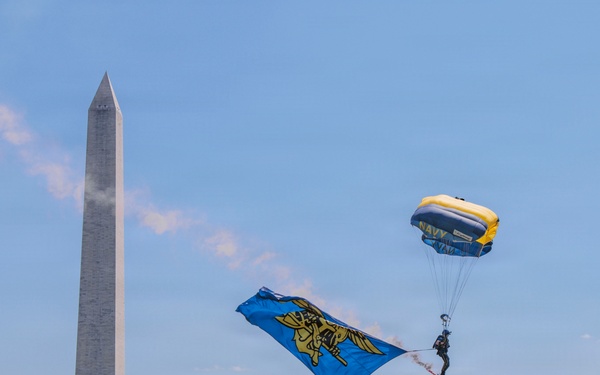 Navy Parachute Team Demonstration at Freedom 250 celebration in Washington, D.C