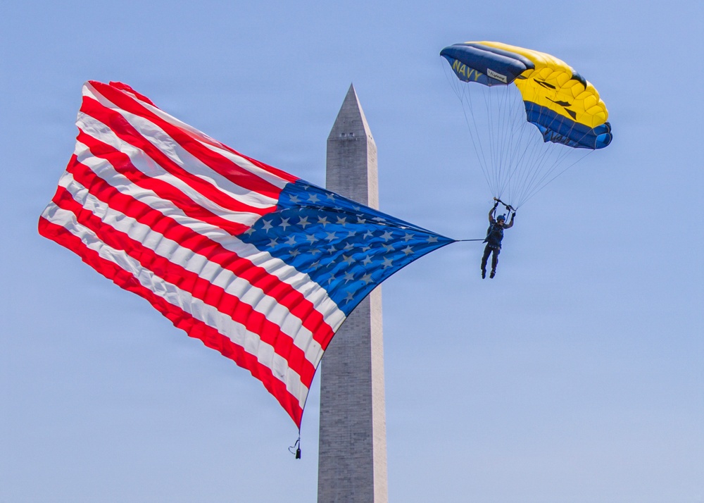Navy Parachute Team Demonstration at Freedom 250 celebration in Washington, D.C