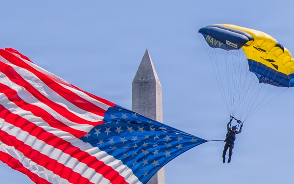 Navy Parachute Team Demonstration at Freedom 250 celebration in Washington, D.C