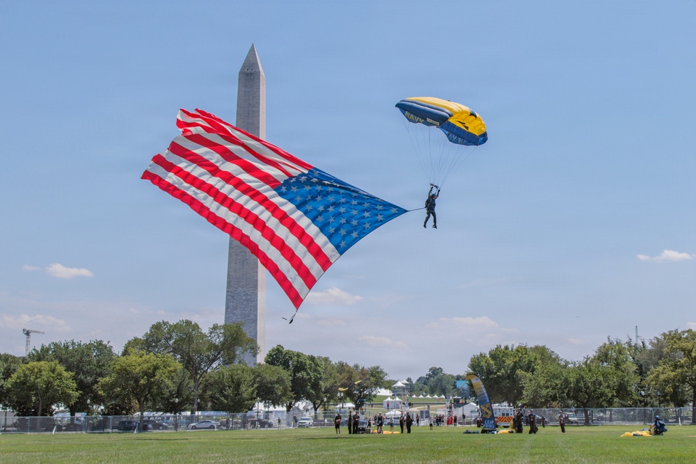 Navy Parachute Team Demonstration at Freedom 250 celebration in Washington, D.C