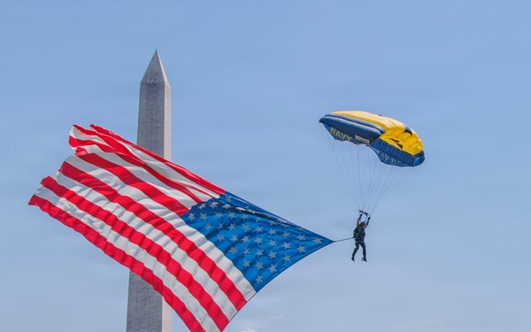 Navy Parachute Team Demonstration at Freedom 250 celebration in Washington, D.C