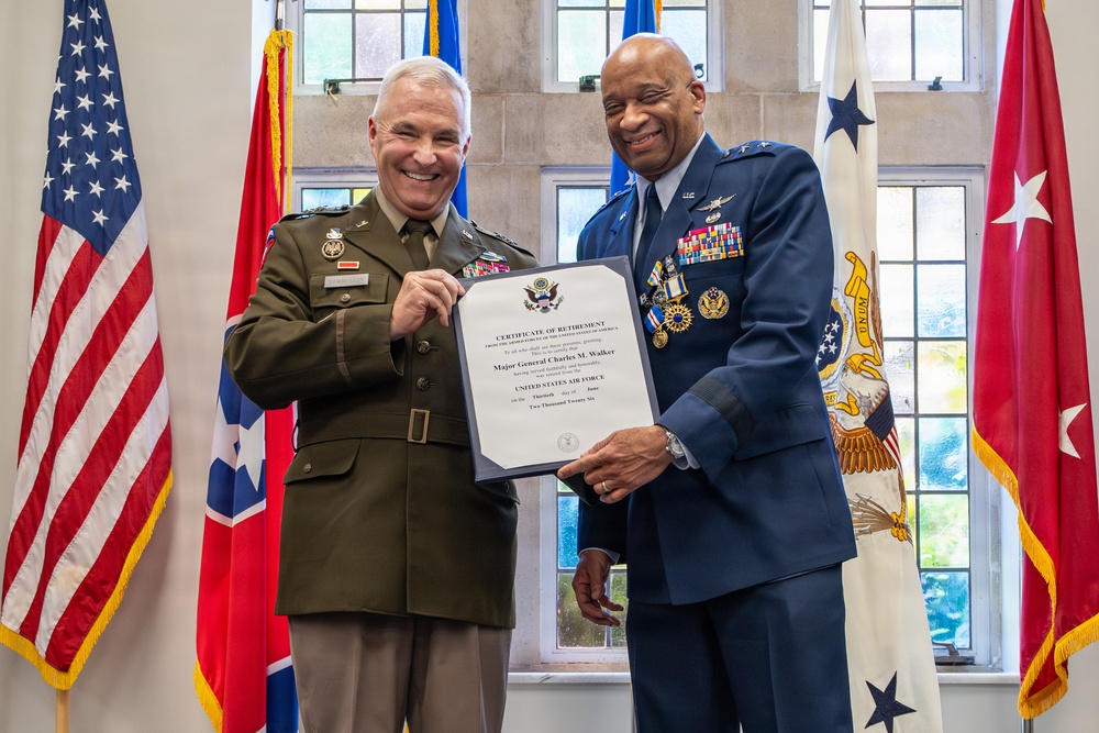 Walker retires from military service, concluding 35-year career