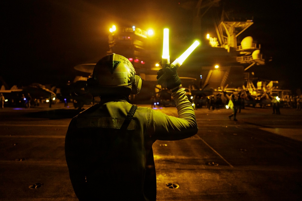 USS George H.W. Bush Conducts Night Flight Operations