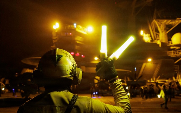 USS George H.W. Bush Conducts Night Flight Operations