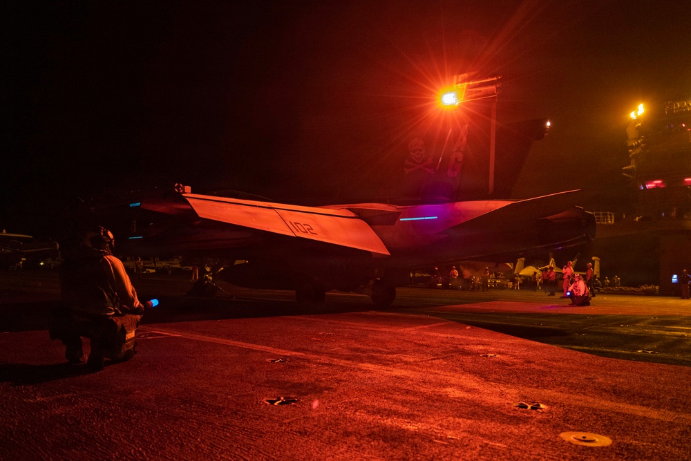 USS George H.W. Bush Conducts Night Flight Operations