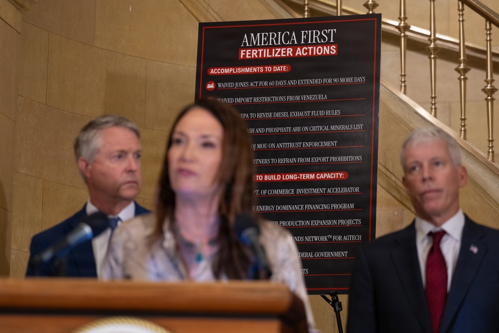 USDA press conference discussing fertilizer policy, May 19, 2026.