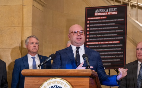 USDA press conference discussing fertilizer policy, May 19, 2026.