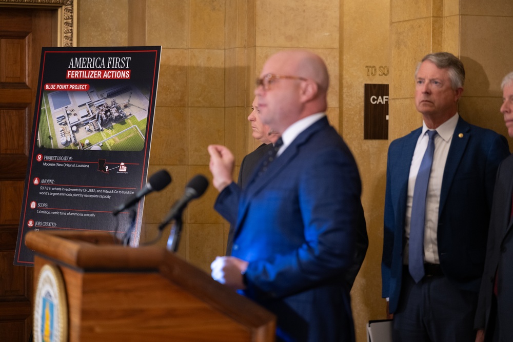 USDA press conference discussing fertilizer policy, May 19, 2026.
