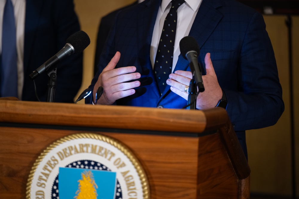 USDA press conference discussing fertilizer policy, May 19, 2026.