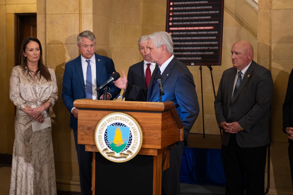 USDA press conference discussing fertilizer policy, May 19, 2026.