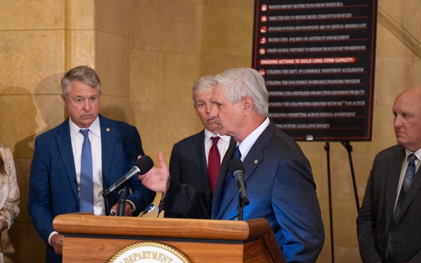 USDA press conference discussing fertilizer policy, May 19, 2026.