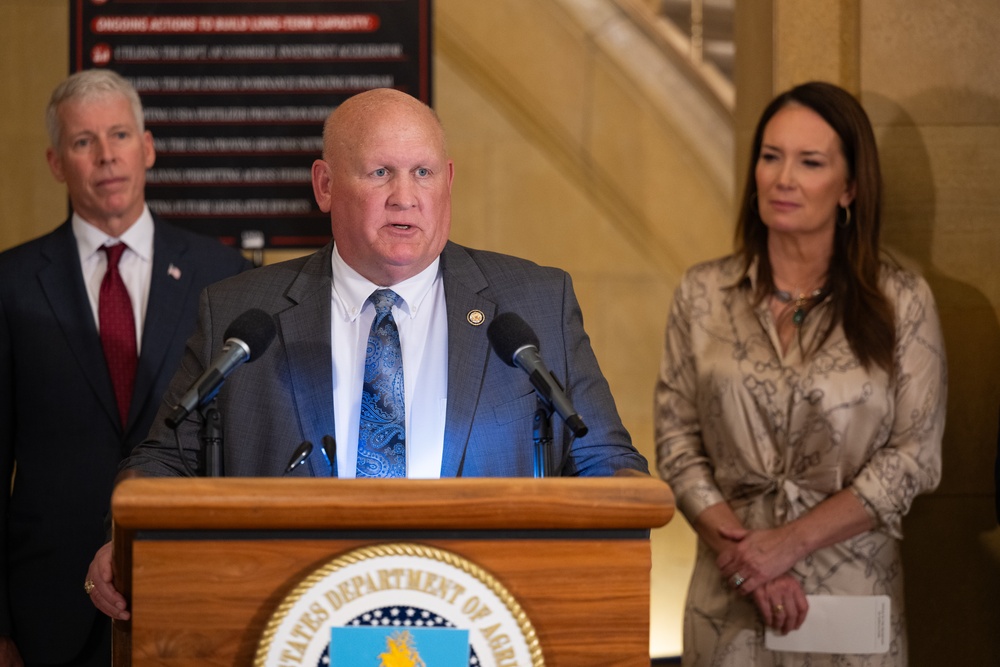 USDA press conference discussing fertilizer policy, May 19, 2026.