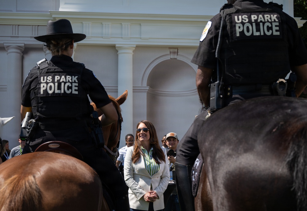 U.S. Department of Agriculture Secretary Brooke Rollins and Department of the Interior Doug Burgum tour the Great American State Fair on the National Mall, June 25. 2026.