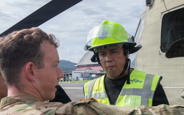 Panamanian firefighters receive CH-47 orientation during PANAMAX26