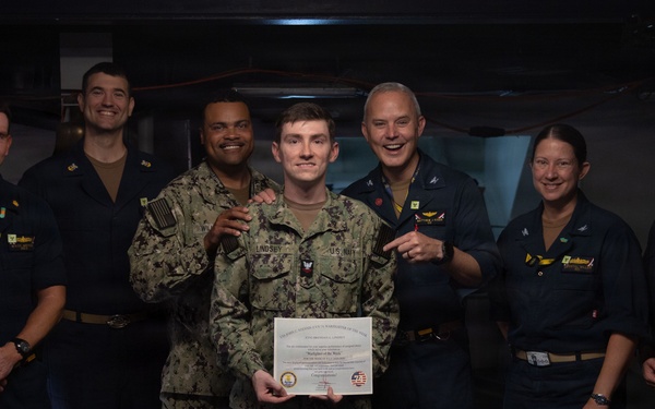 USS John C. Stennis recognizes ETN2 Lindsey