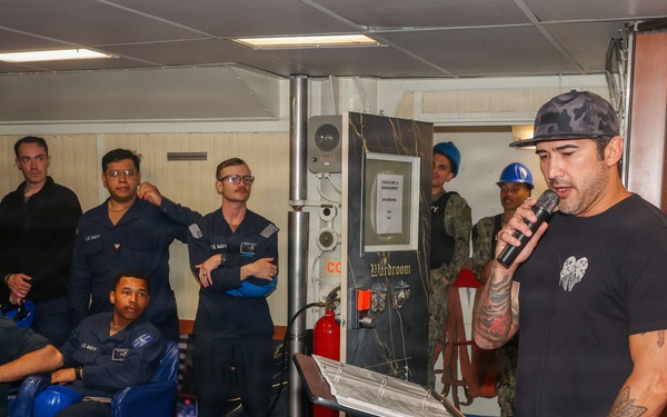 Former SEAL speaks aboard board USS Bataan