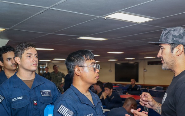 Former SEAL speaks aboard board USS Bataan
