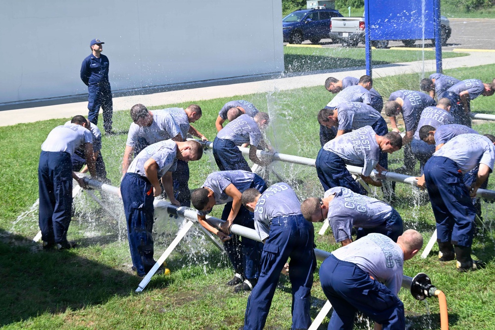 Training Center Cape May Recruits Complete Damage Control Pipe Patching Training