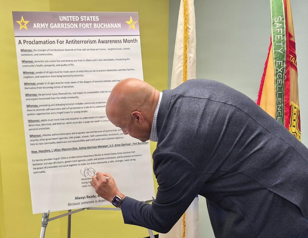 U.S. Army in Puerto Rico launches Antiterrorism Awareness Month with proclamation signing