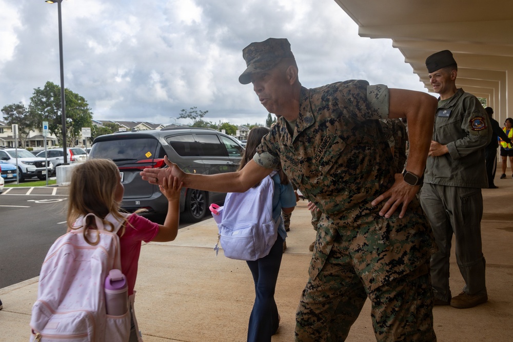 U.S. Marines Welcome Students Back to School at MCBH
