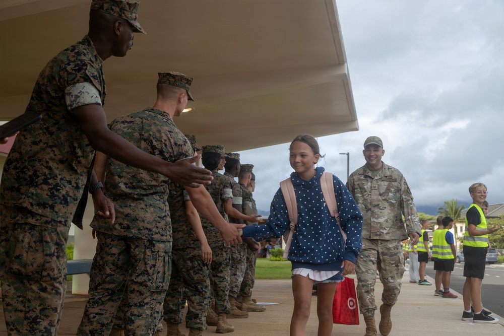 U.S. Marines Welcome Students Back to School at MCBH