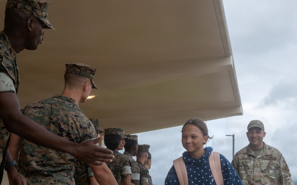 U.S. Marines Welcome Students Back to School at MCBH