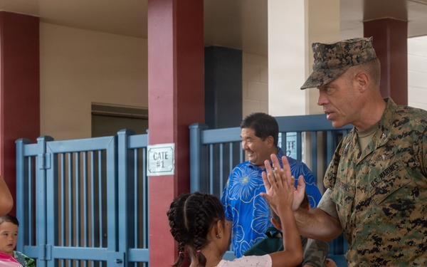 U.S. Marines Welcome Students Back to School at MCBH
