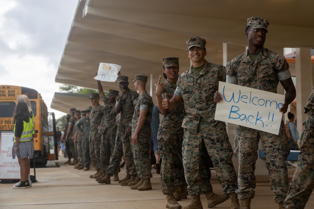 U.S. Marines Welcome Students Back to School at MCBH
