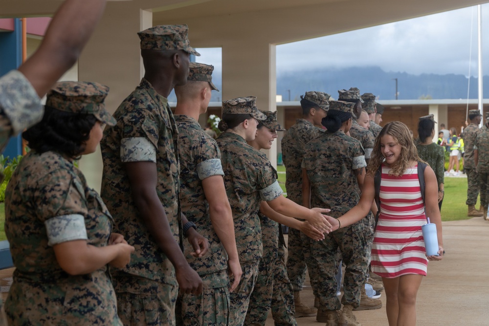 U.S. Marines Welcome Students Back to School at MCBH