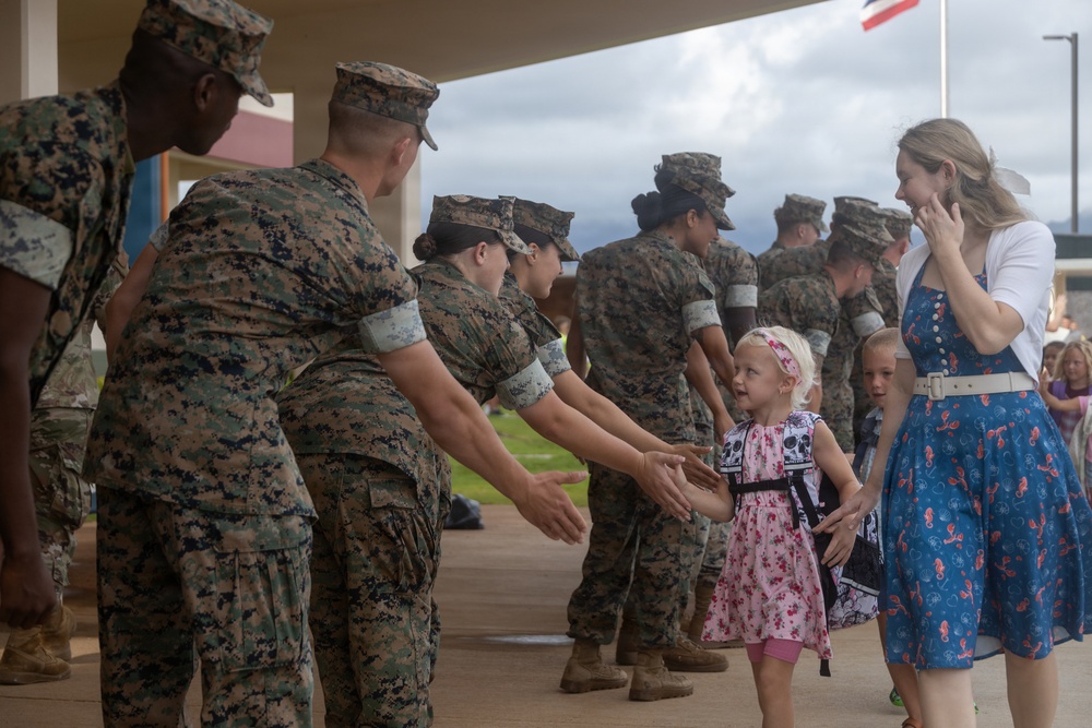 U.S. Marines Welcome Students Back to School at MCBH