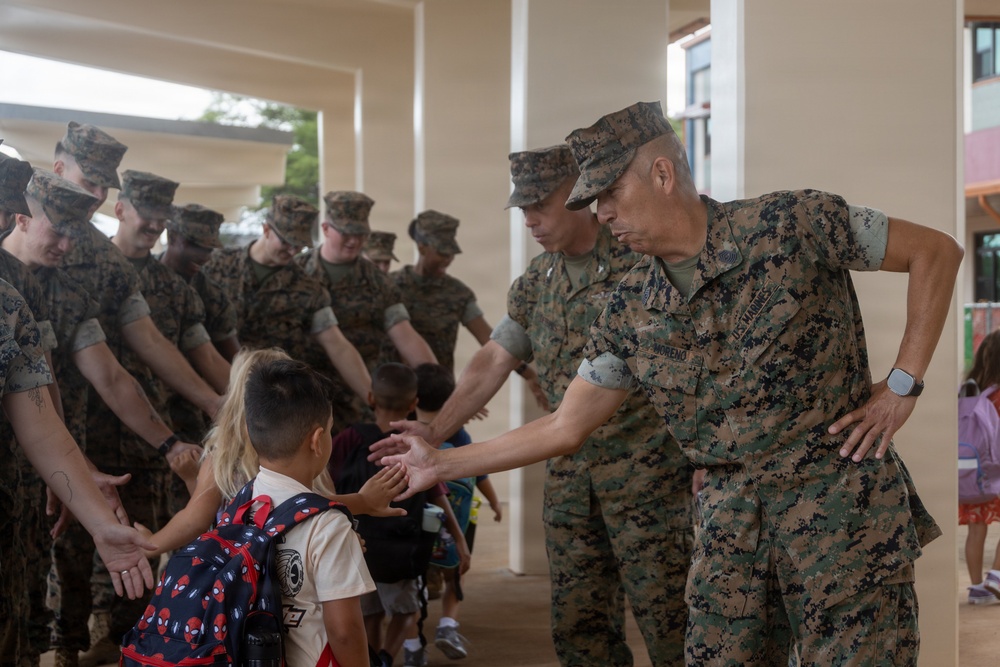 U.S. Marines Welcome Students Back to School at MCBH