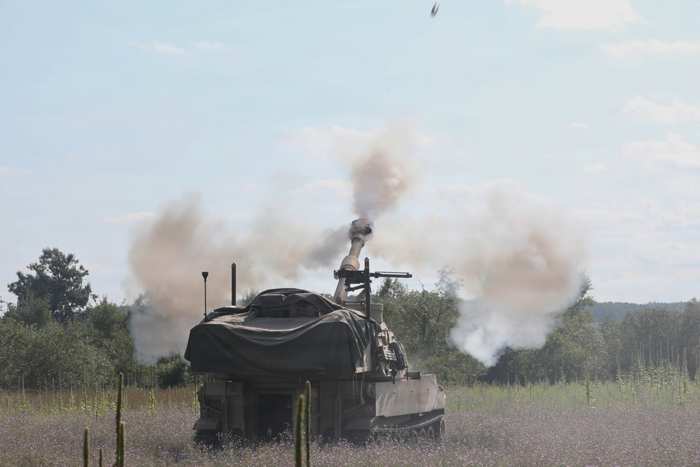 The West Virginia National Guard's 1/201st Field Artillery Battalion conduct fire missions during Northern Strike 26-2
