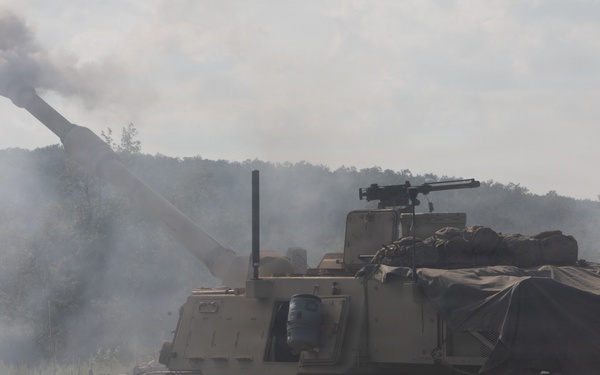The West Virginia National Guard's 1/201st Field Artillery Battalion conduct fire missions during Northern Strike 26-2