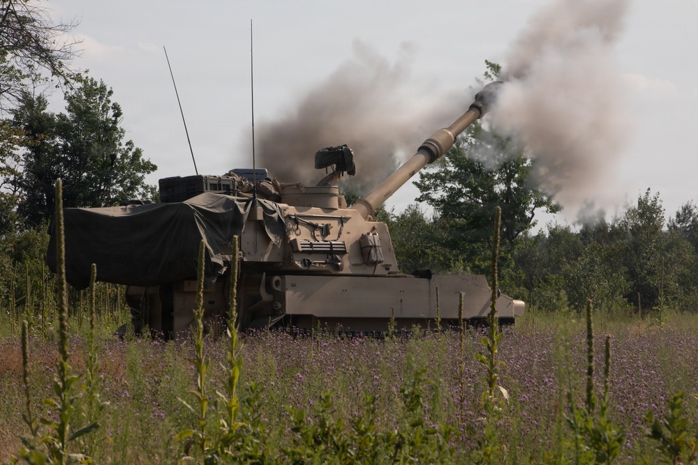 The West Virginia National Guard's 1/201st Field Artillery Battalion conduct fire missions during Northern Strike 26-2