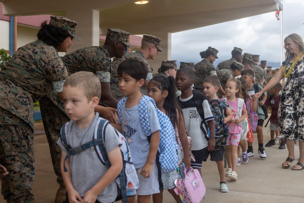 U.S. Marines Welcome Students Back to School at MCBH
