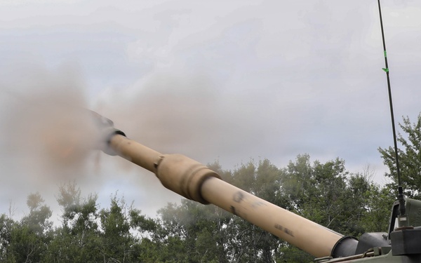 The West Virginia National Guard's 1/201st Field Artillery Battalion conduct fire missions during Northern Strike 26-2
