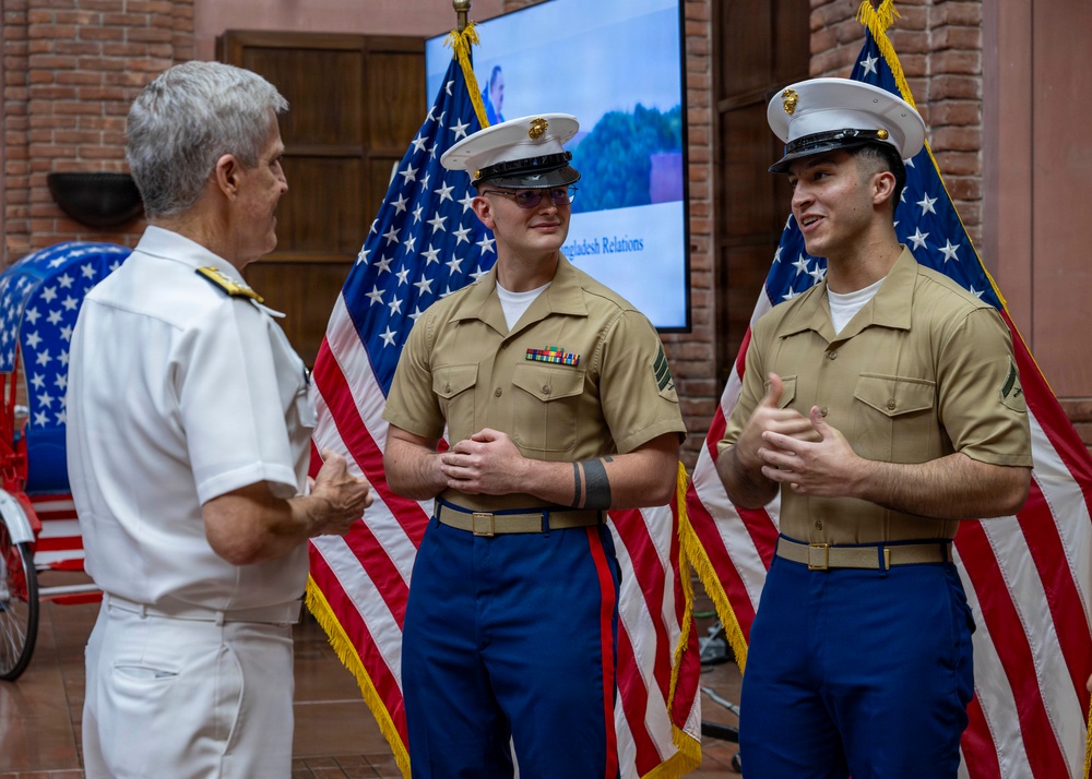 Commander, U.S. Pacific Fleet, Meets With Marine Security Detachment at U.S. Embassy in Dhaka