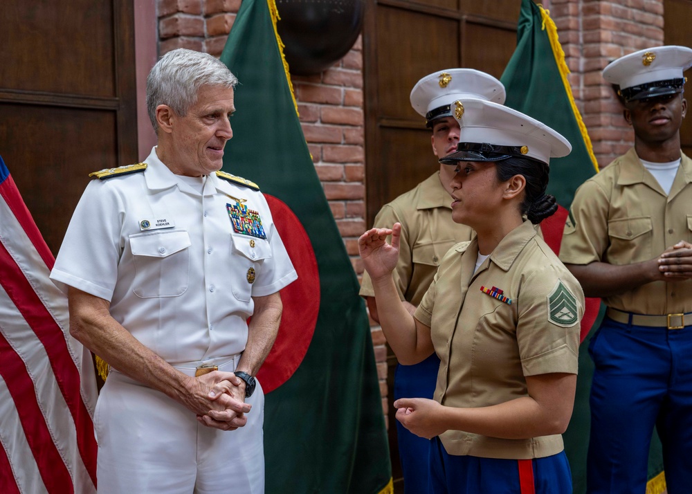 Commander, U.S. Pacific Fleet, Meets With Marine Security Detachment at U.S. Embassy in Dhaka