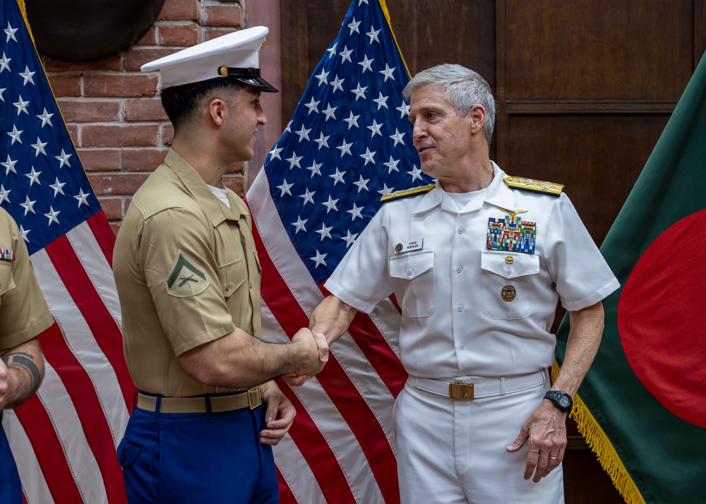 Commander, U.S. Pacific Fleet, Meets With Marine Security Detachment at U.S. Embassy in Dhaka