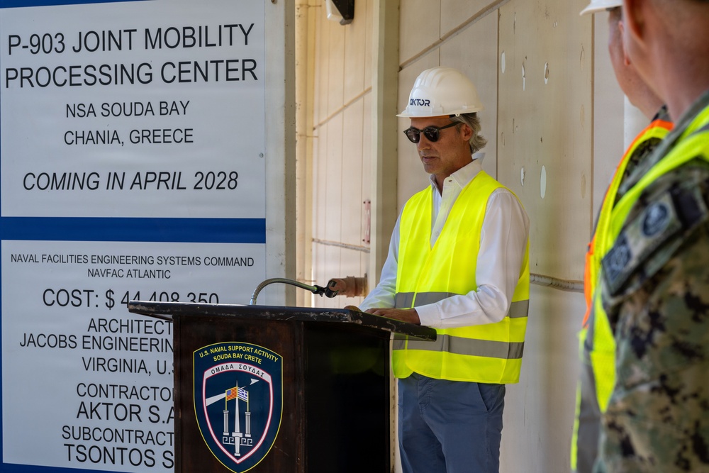 NSA Souda Bay and NAVFAC EURAFCENT Hold a Joint Mobility Processing Center Groundbreaking Ceremony