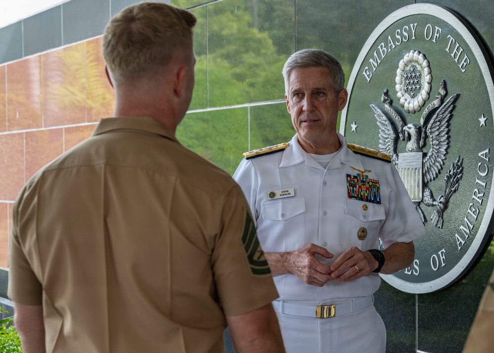Commander, U.S. Pacific Fleet, Meets With Marine Security Detachment at U.S. Embassy to Cambodia in Phnom Penh