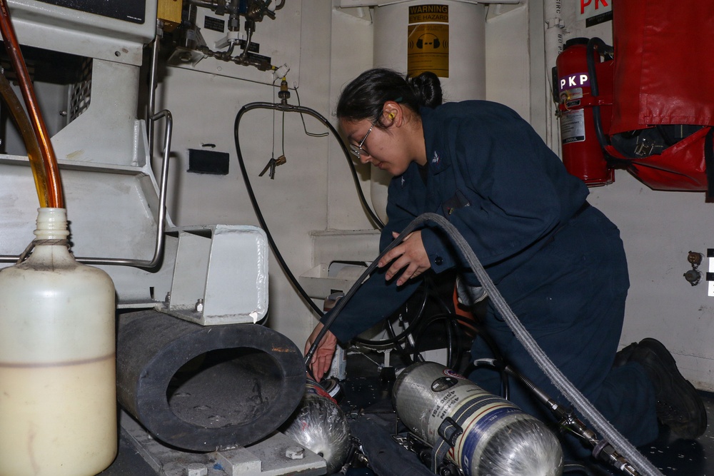 Frank E. Petersen Jr. Sailor Conducts Daily Operations