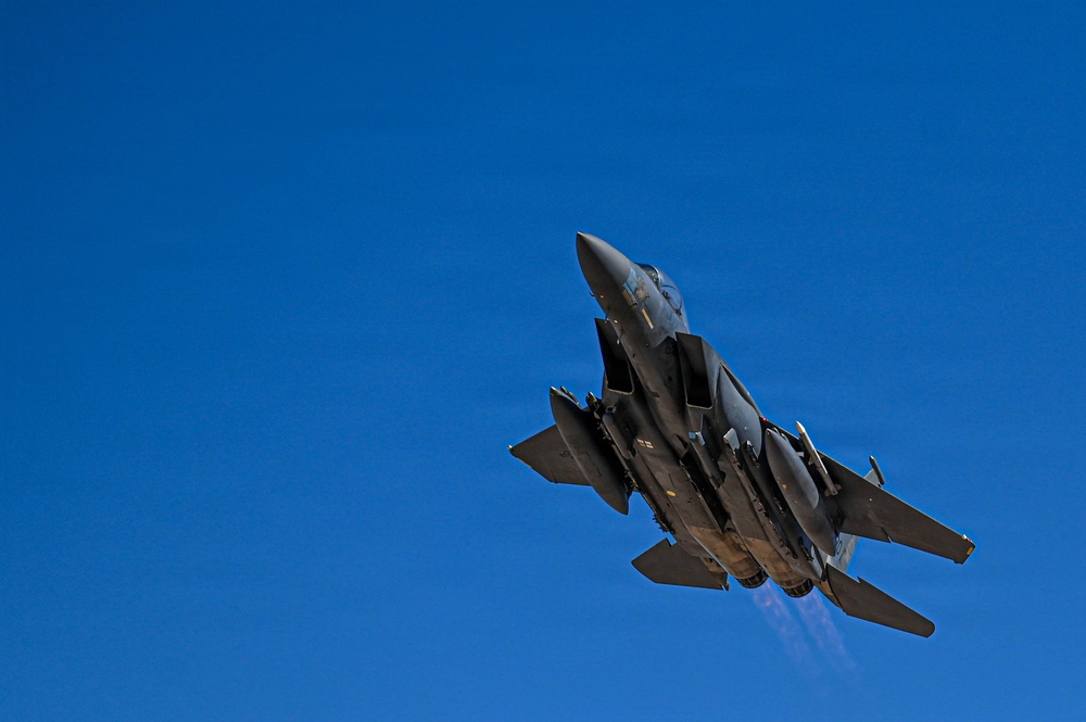F-15E Strike Eagles take off in support of U.S. Central Command AOR