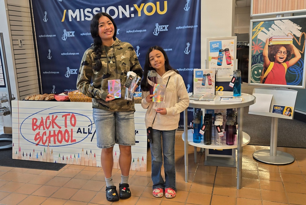 Military families participate in back-to-school festivities at their local NEX
