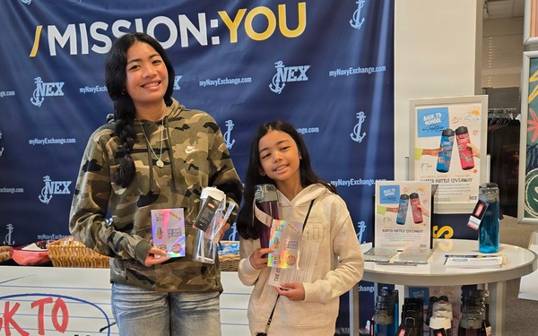 Military families participate in back-to-school festivities at their local NEX