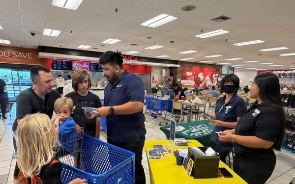 Military families participate in back-to-school festivities at their local NEX