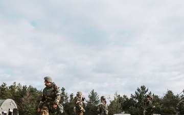 Airmen from the 131st Civil Engineer Squadron and the 139th Civil Engineer Squadron perform tasks in MOPP gear