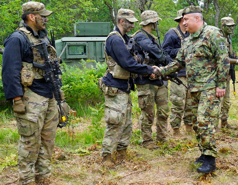 2-107th Cavalry Regiment Soldiers train with Serbian Armed Forces members during combat readiness exercise