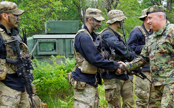 2-107th Cavalry Regiment Soldiers train with Serbian Armed Forces members during combat readiness exercise